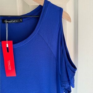 Urban CoCo cold shoulder top bright blue NWT New soft short sleeve XXL
